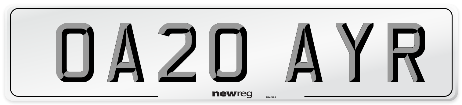 OA20 AYR Number Plate from New Reg